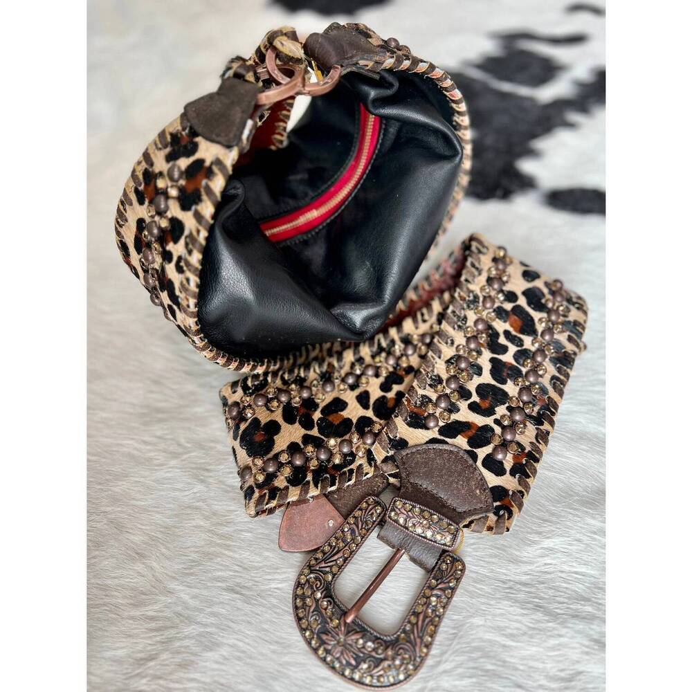 NEW KURTMEN women's armadillo leopard bag in black leather